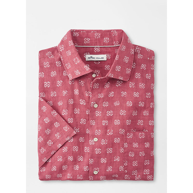 Peter Millar Kiva Beach Linen Short-Sleeve Sport Shirt - Fruit Punch