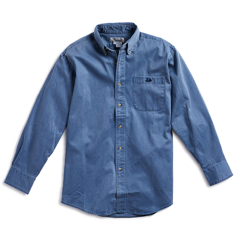 nantucket dress shirts Men's Nantucket Blue Workshirt Heavy Cotton Twill, Oversized Button-Down, Chest Pocket Murray's Toggery