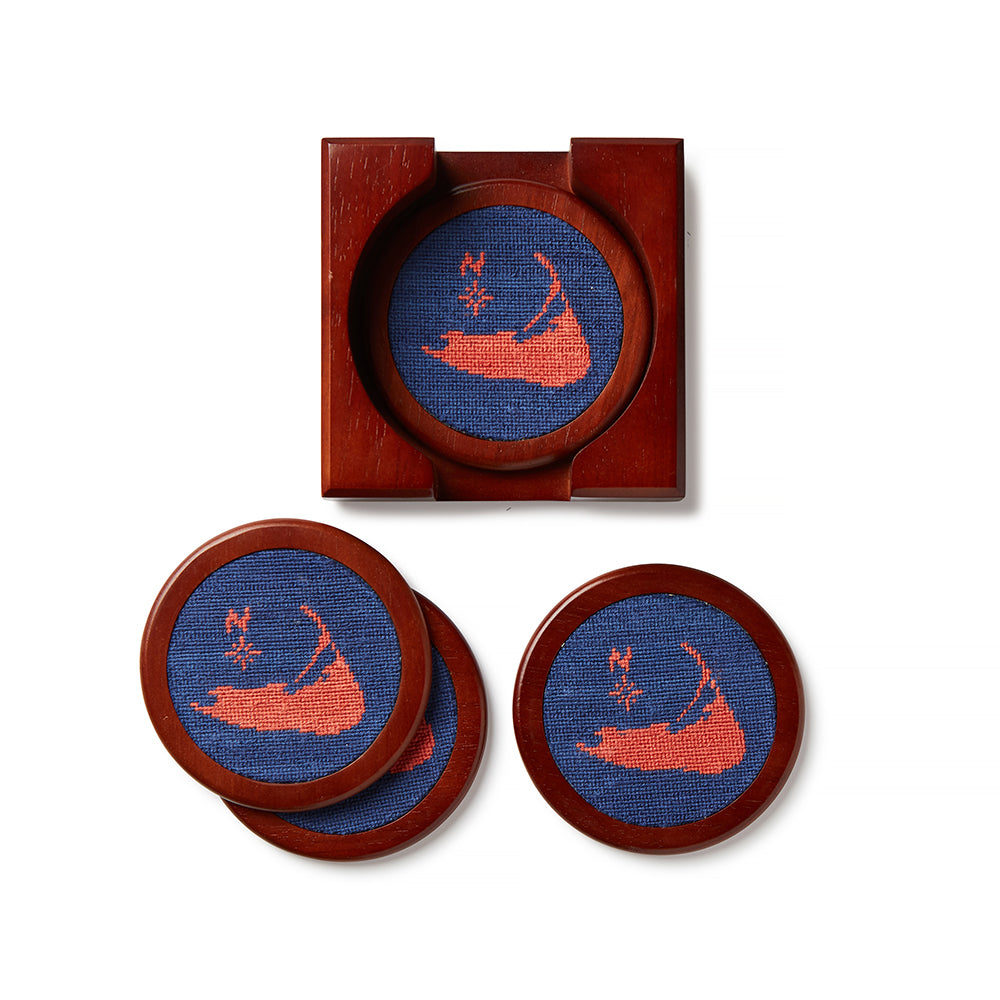 Smathers & Branson Nantucket Island Needlepoint Coaster Set