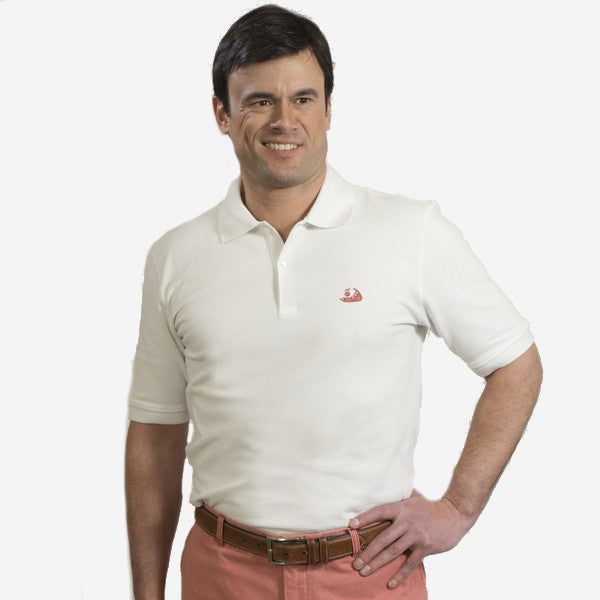 Nantucket Reds Collection® Men's Pique Polo - White with Logo