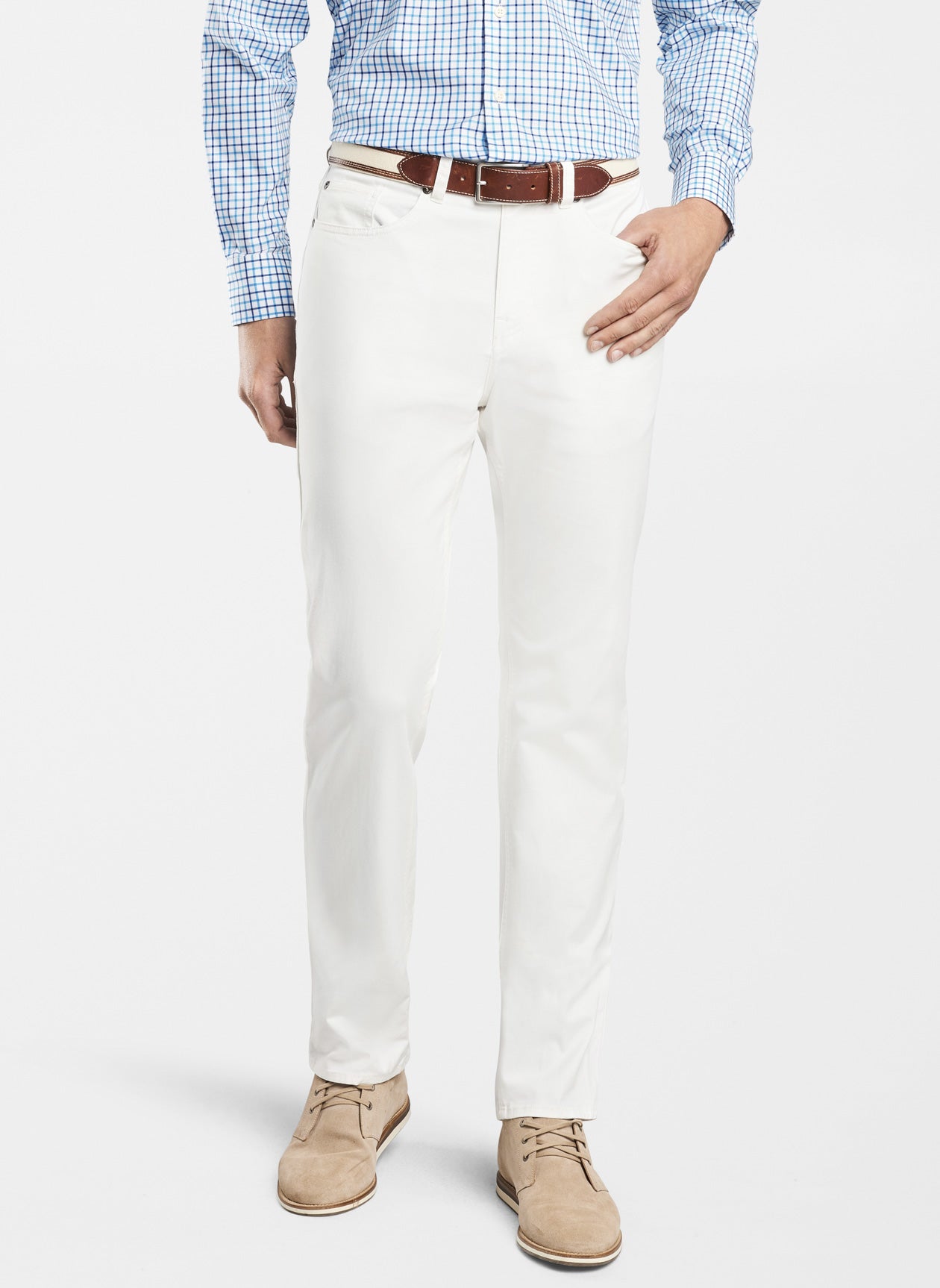 Peter Millar Soft Touch Twill Five-Pocket Pant - White - Murray's