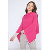 Kinross Cashmere Contrast Trim Poncho - Berry/Agate