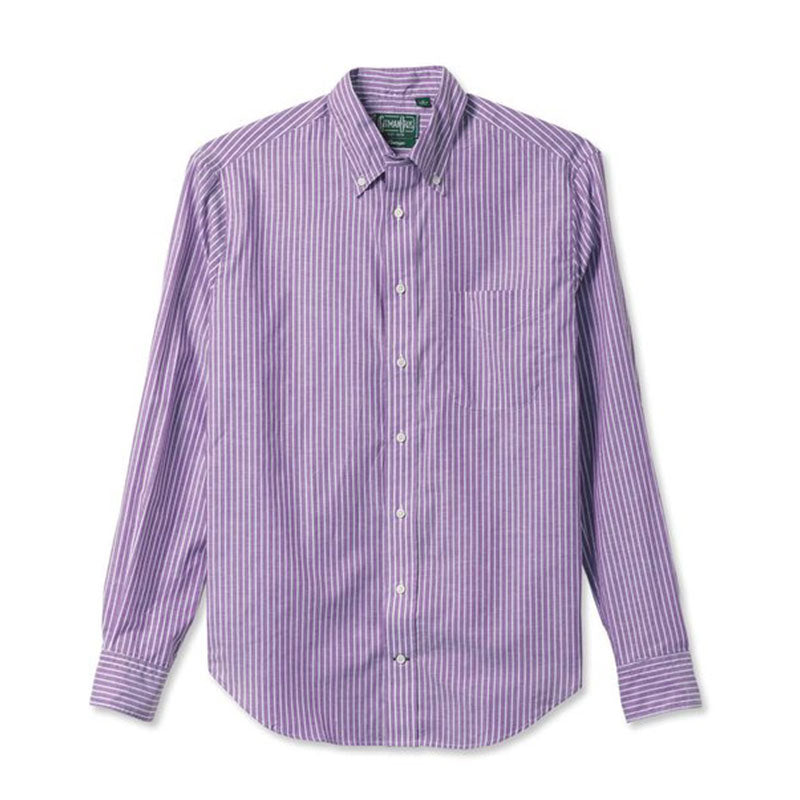 Gitman Bros Purple Cotton/Linen Cabana Stripe Shirt