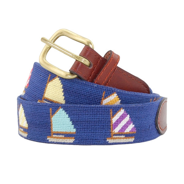 Smathers & Branson Rainbow Fleet Needlepoint Belt - Navy