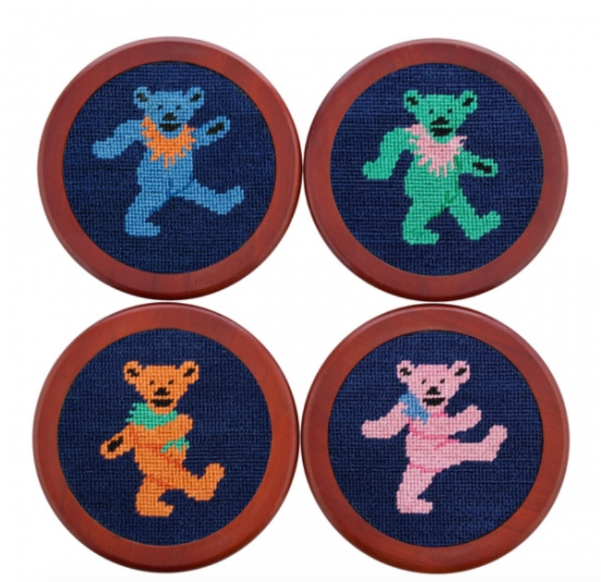 Smathers & Branson Dancing Bears Needlepoint Coaster Set
