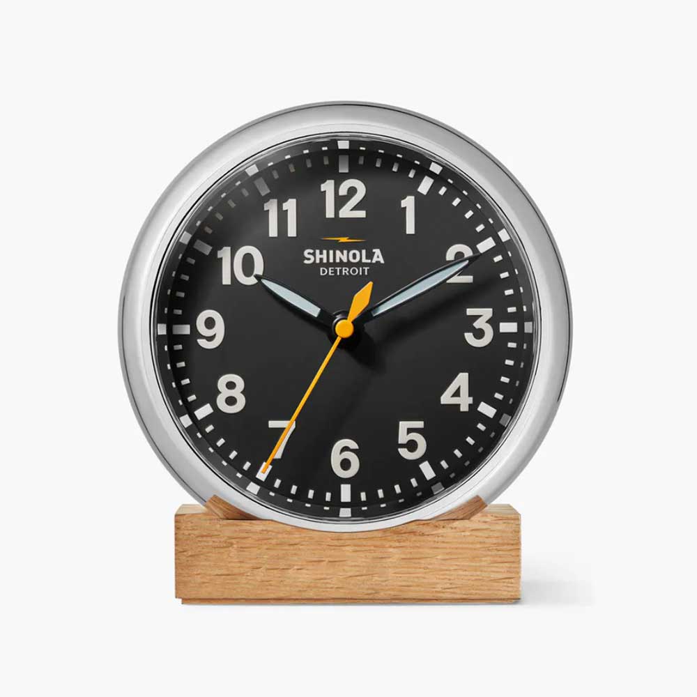 Shinola The Runwell 6&quot; Desk Clock Black