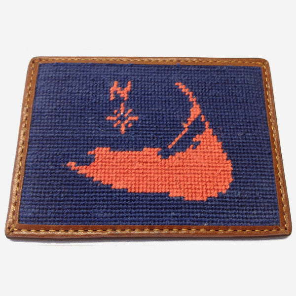 Smathers & Branson Nantucket Island Needlepoint Card Wallet - Navy