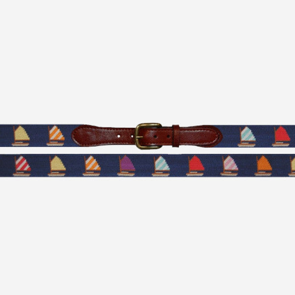 Smathers & Branson Rainbow Fleet Needlepoint Belt - Navy