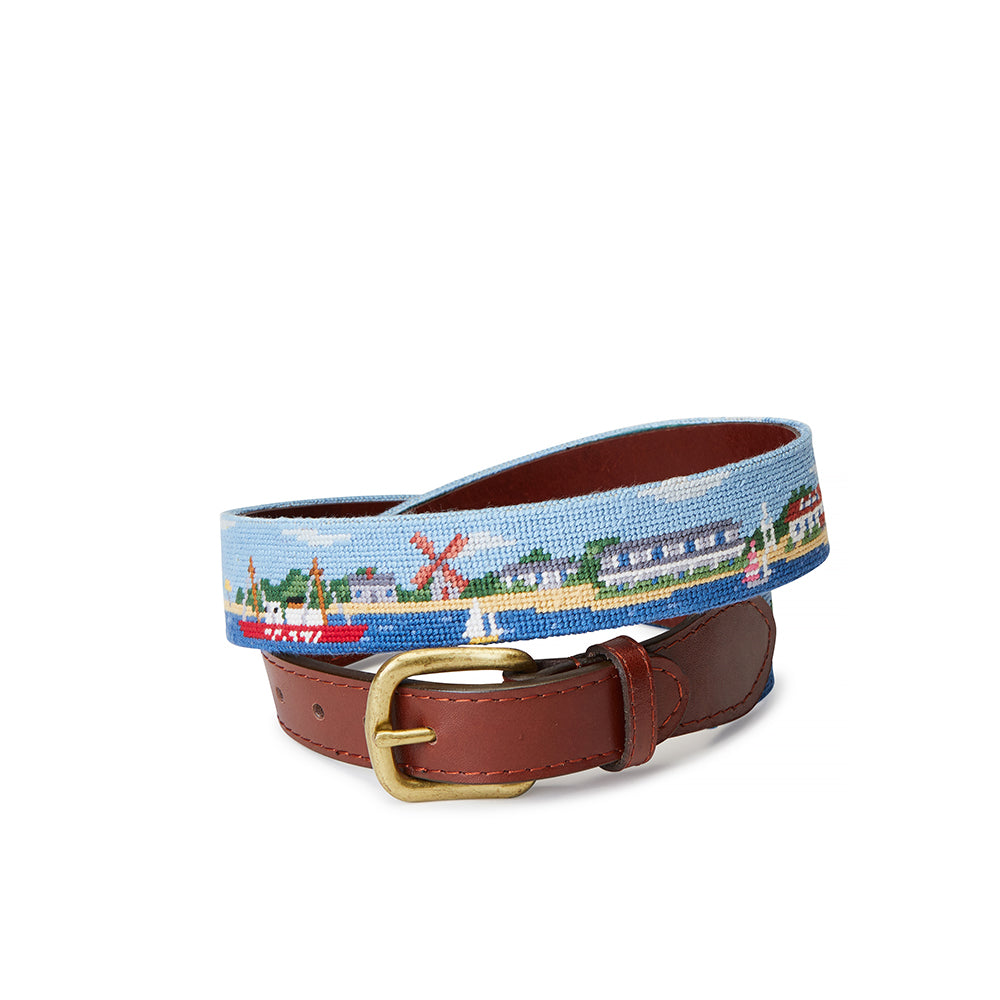 Smathers &amp; Branson Nantucket Town-Brant Point Scene Needlepoint Belt
