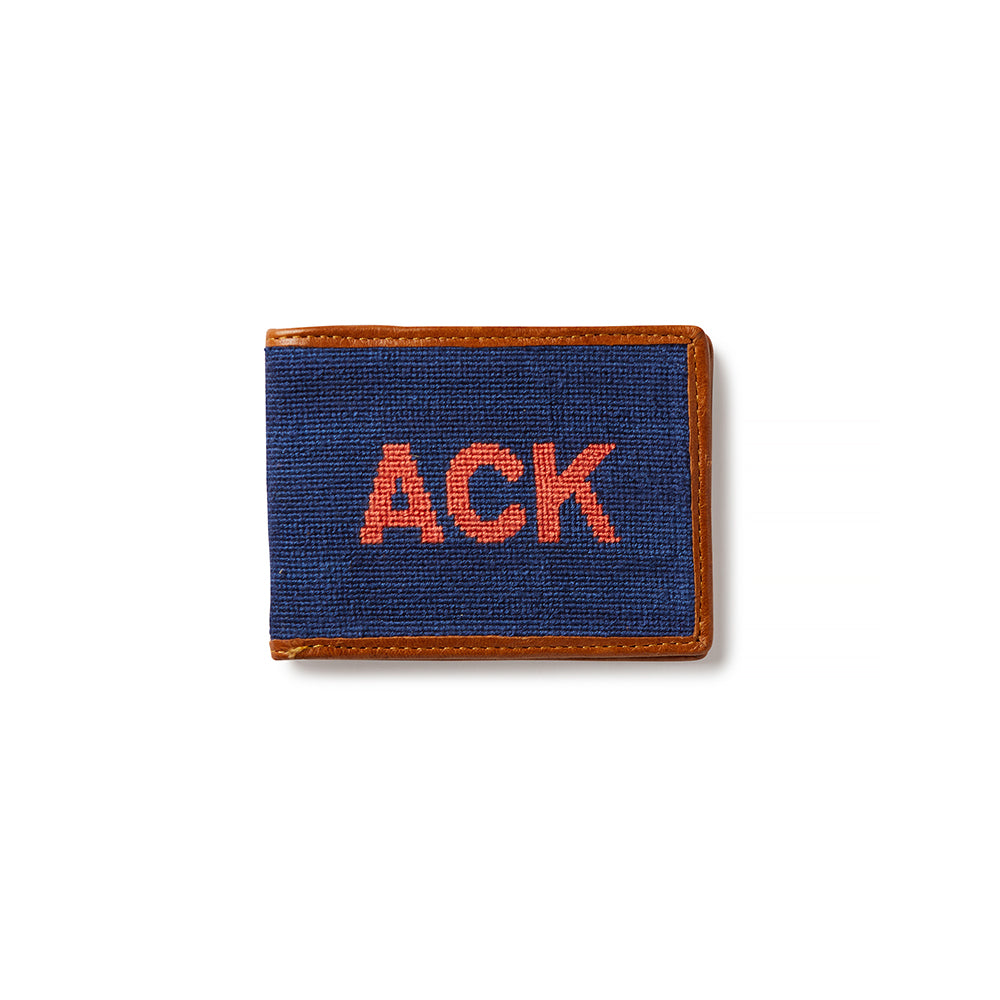 Smathers &amp; Branson ACK Needlepoint Bifold Wallet - Navy
