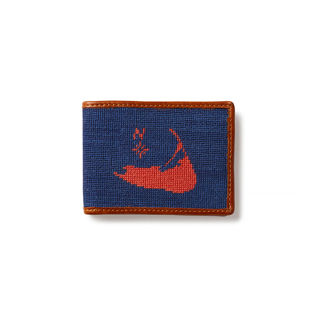 Smathers & Branson Nantucket Island Needlepoint Bifold Wallet - Navy