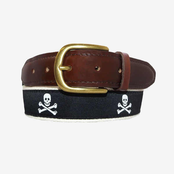 YRI Men's Ribbon Belt - Pirate Crossbones
