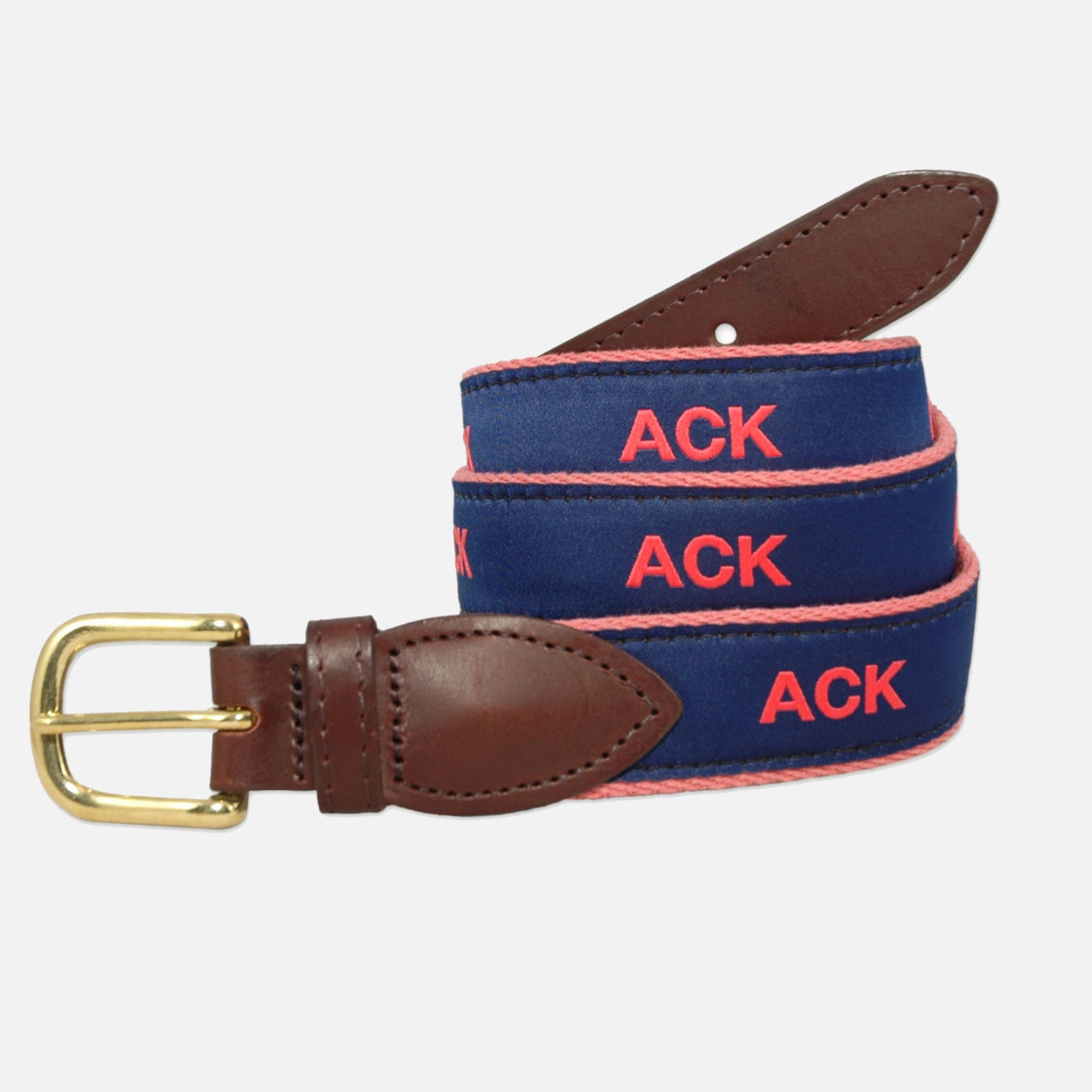 YRI Men's Ribbon Belt - Red ACK on Red Webbing - Murray's Toggery Shop