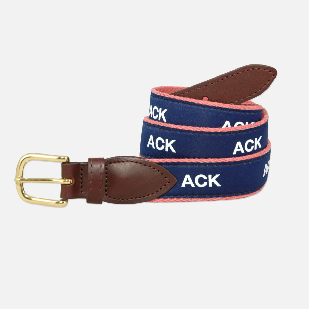 YRI Men&#39;s Ribbon Belt - White ACK on Red Webbing