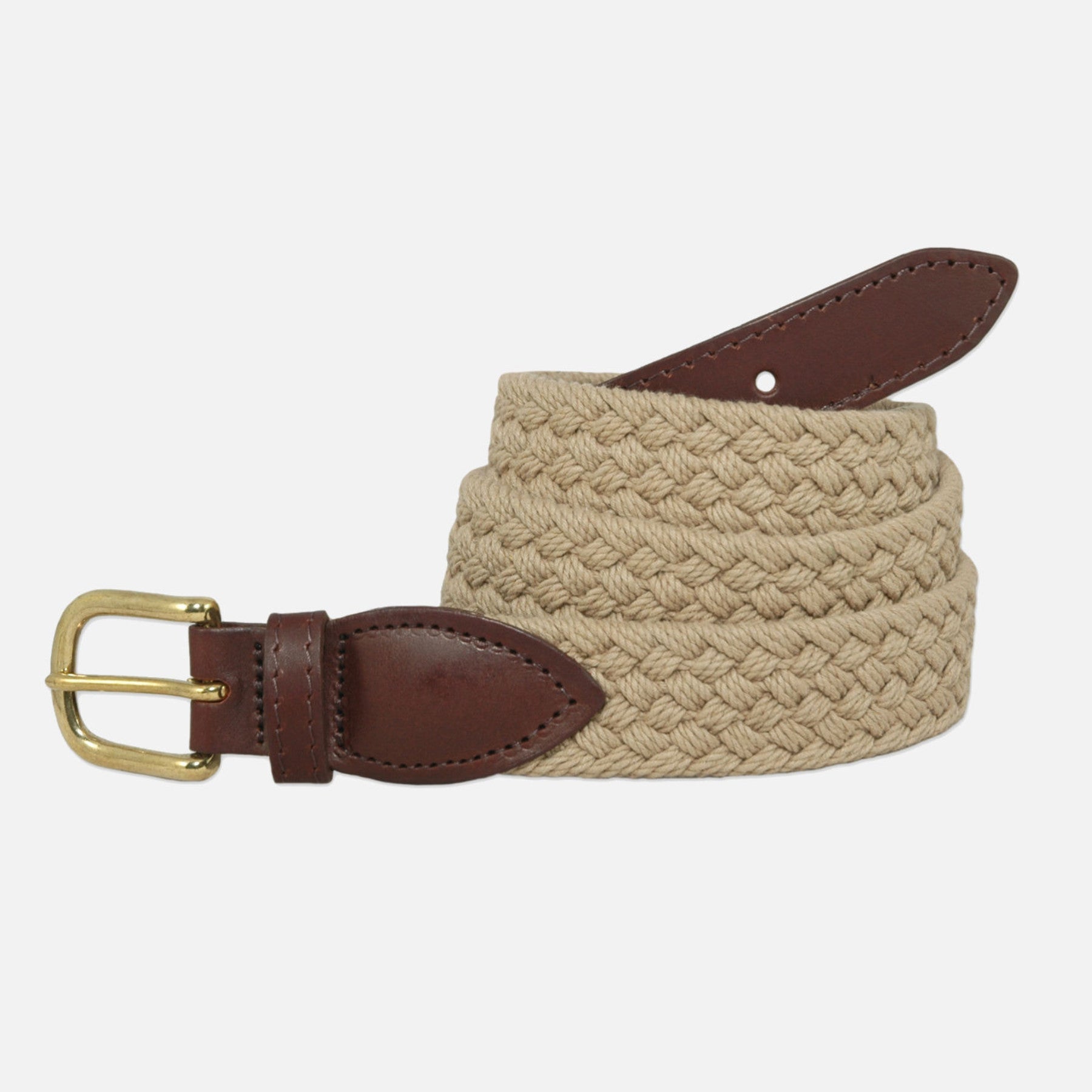 YRI Men's Braided Cotton Belt - Tan