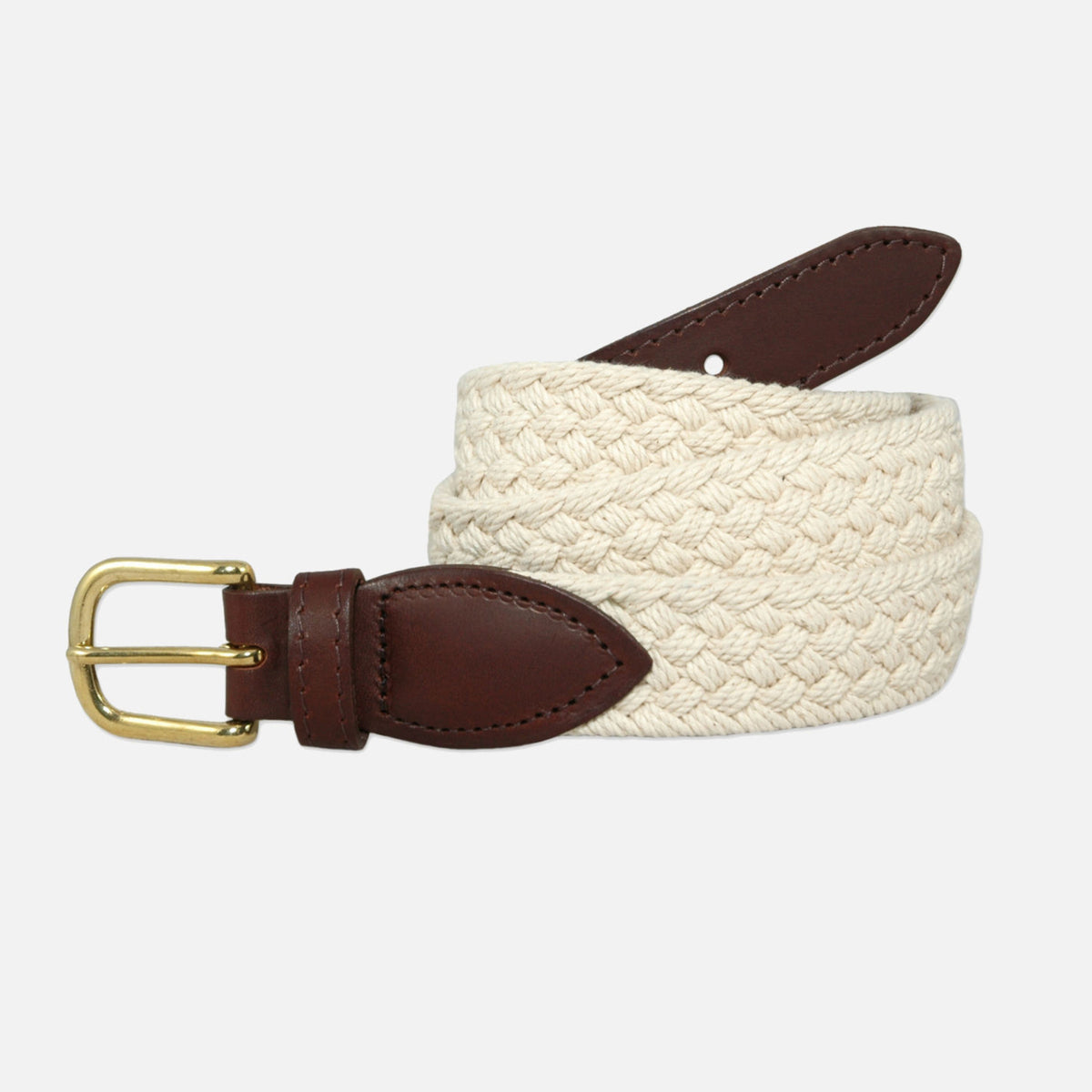 YRI Men&#39;s Braided Cotton Belt - White