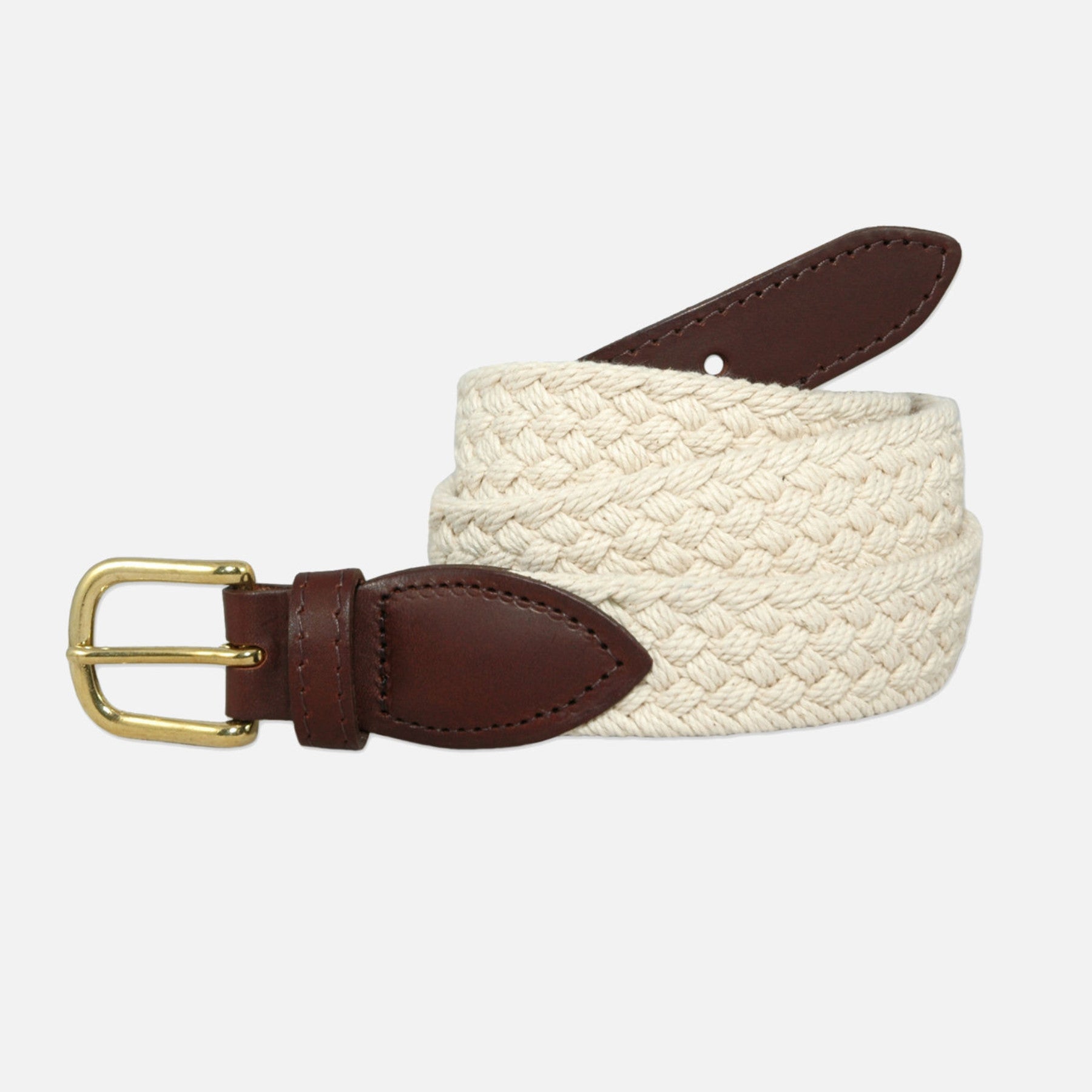 YRI Men's Braided Cotton Belt - White