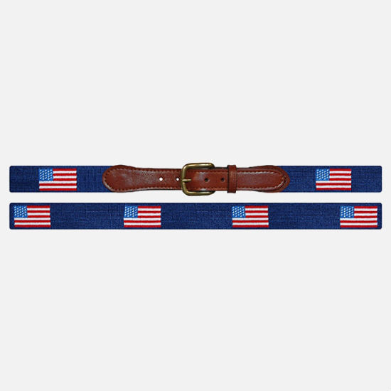Smathers & Branson American Flag Needlepoint Belt - Navy