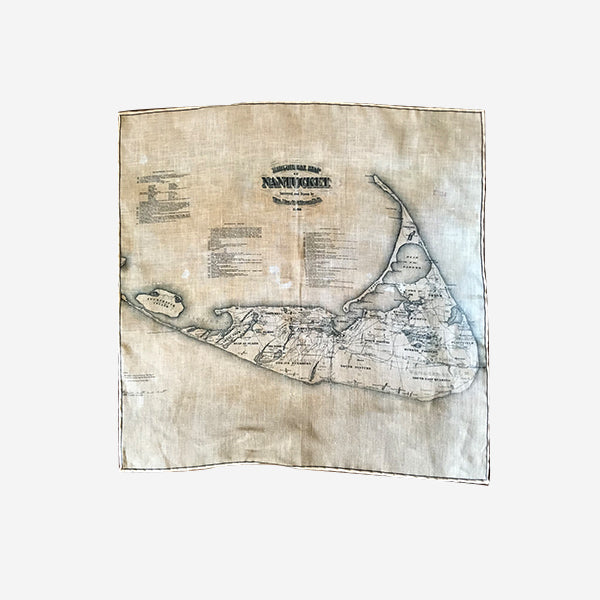 Trumbull Rhodes Nantucket Map Pocket Square - Natural Linen