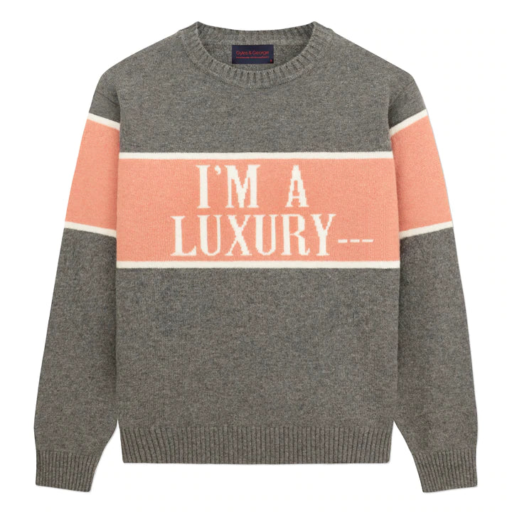 Rowing Blazers Gyles & George x Rowing Blazers Men's "I'm a Luxury" Sweater - Light Grey
