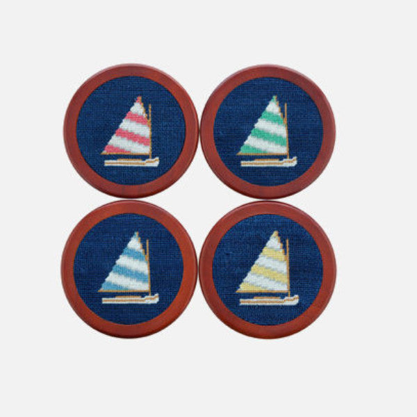 Smathers & Branson Rainbow Fleet Needlepoint Coaster Set