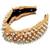 Lele Sadoughi Faux Leather Pearl Headband Gingerbread