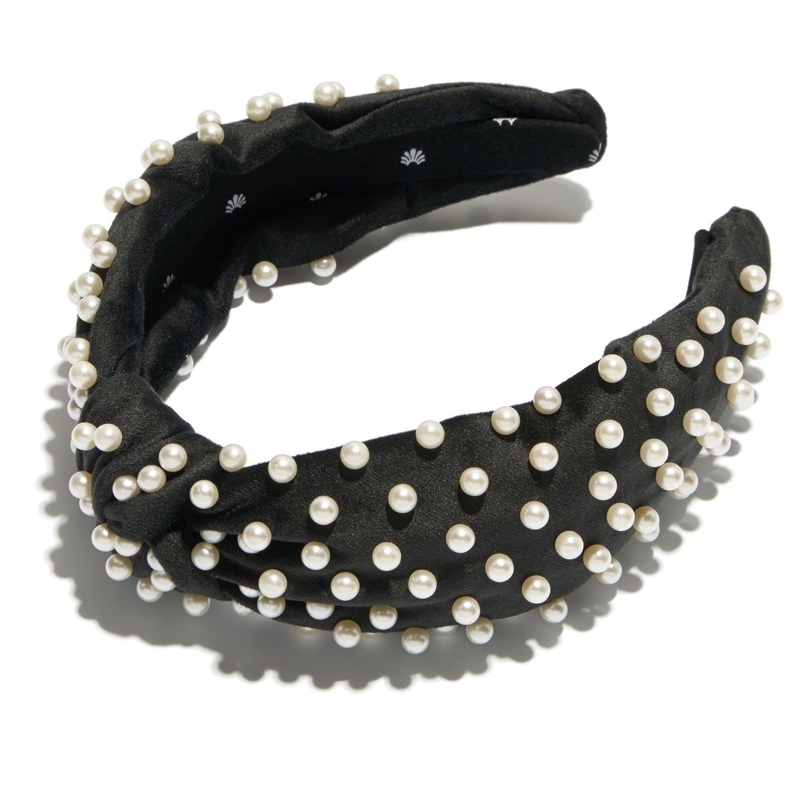 Lele Sadoughi Velvet Pearl Knotted Headband Jet