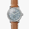 Shinola The Runwell 41mm Men&#39;s Grey Blue Watch Brown Leather Strap