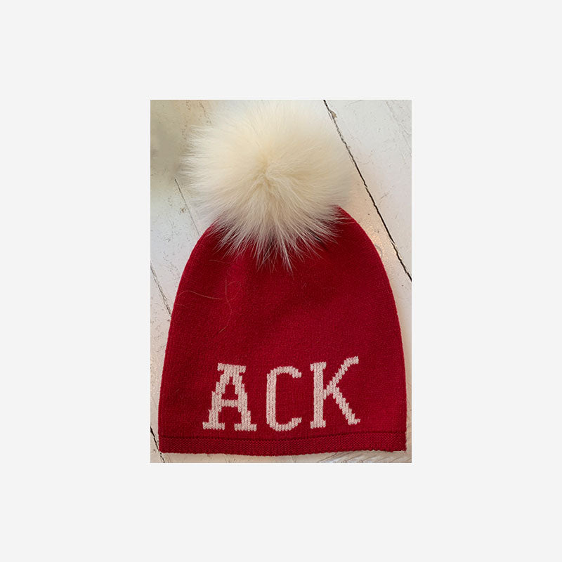 Alashan Cashmere ACK Fox Pom Pom Hat Velvet with Snow