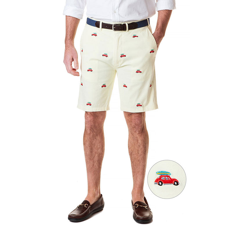 Castaway Cisco Short Stretch Twill Citrus with Bug & Surfboard