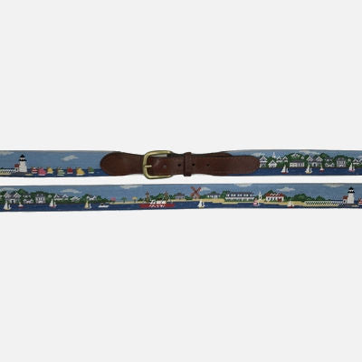 Smathers & Branson Nantucket Town-Brant Point Scene Needlepoint Belt