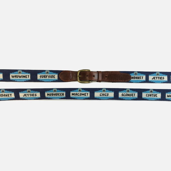 Smathers & Branson Nantucket Town Signs Needlepoint Belt