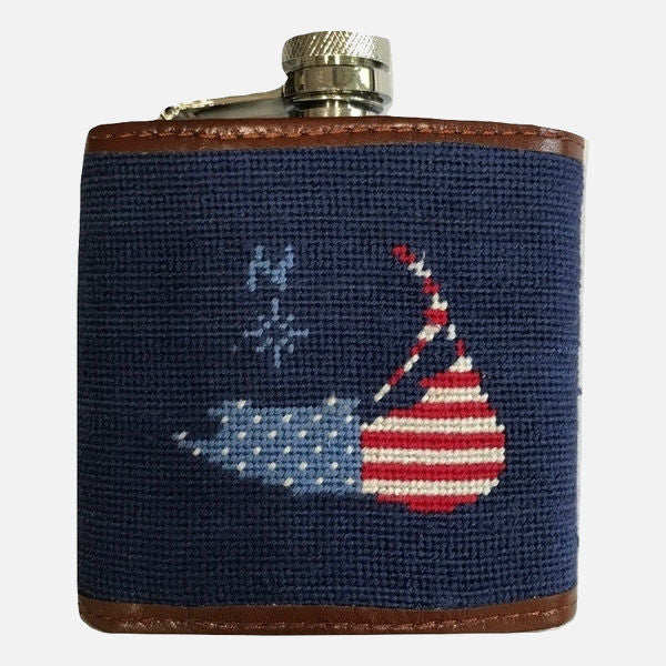 Smathers & Branson American Nantucket Island Needlepoint Flask