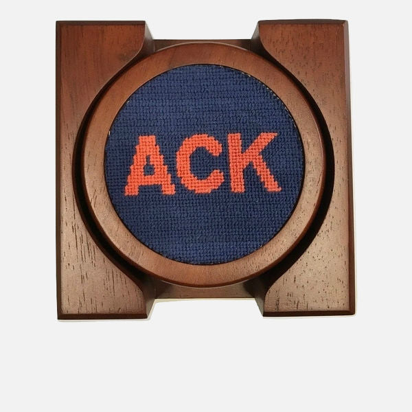 Smathers & Branson ACK Needlepoint Coaster Set - Navy