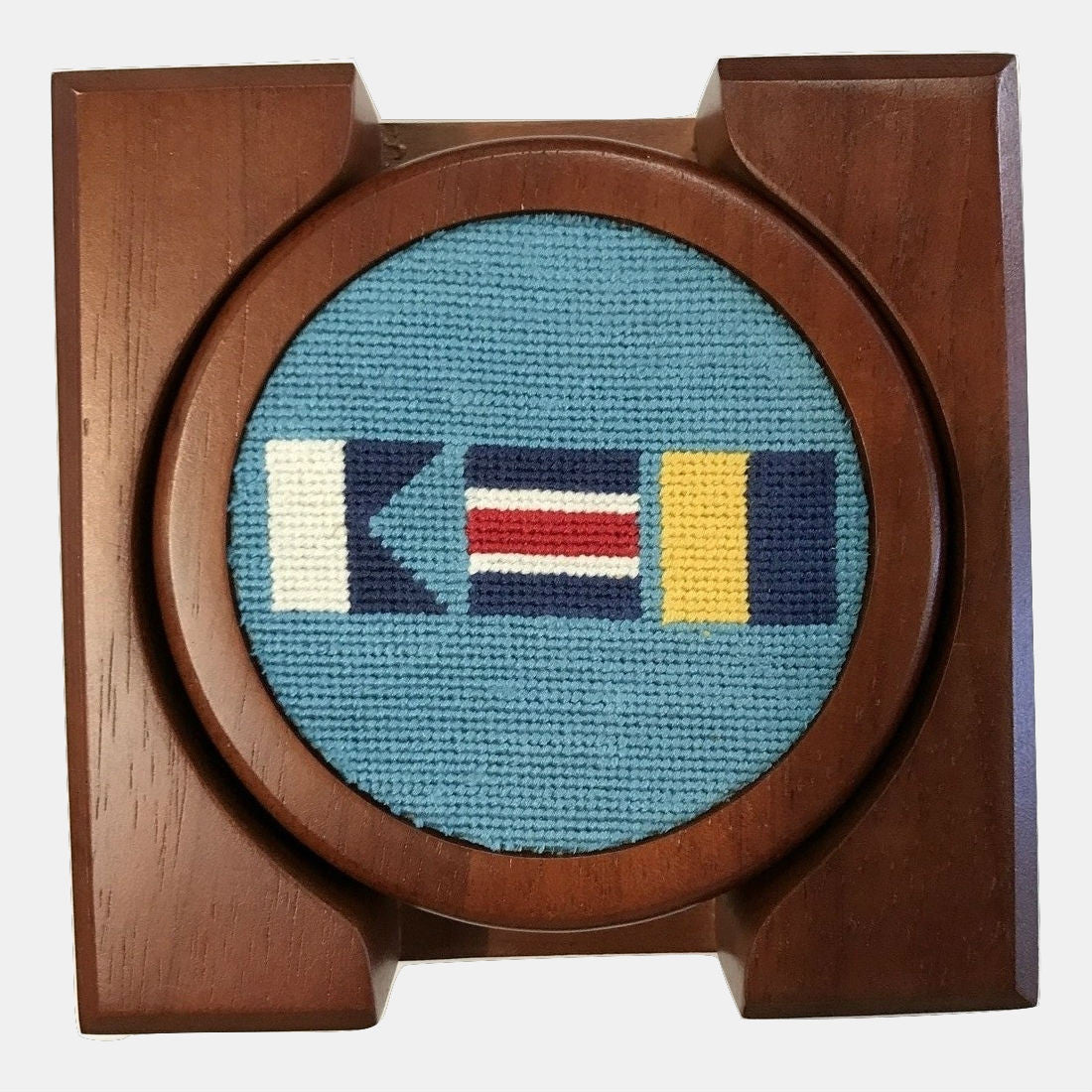 Smathers & Branson ACK Nautical Flags Needlepoint Coaster Set