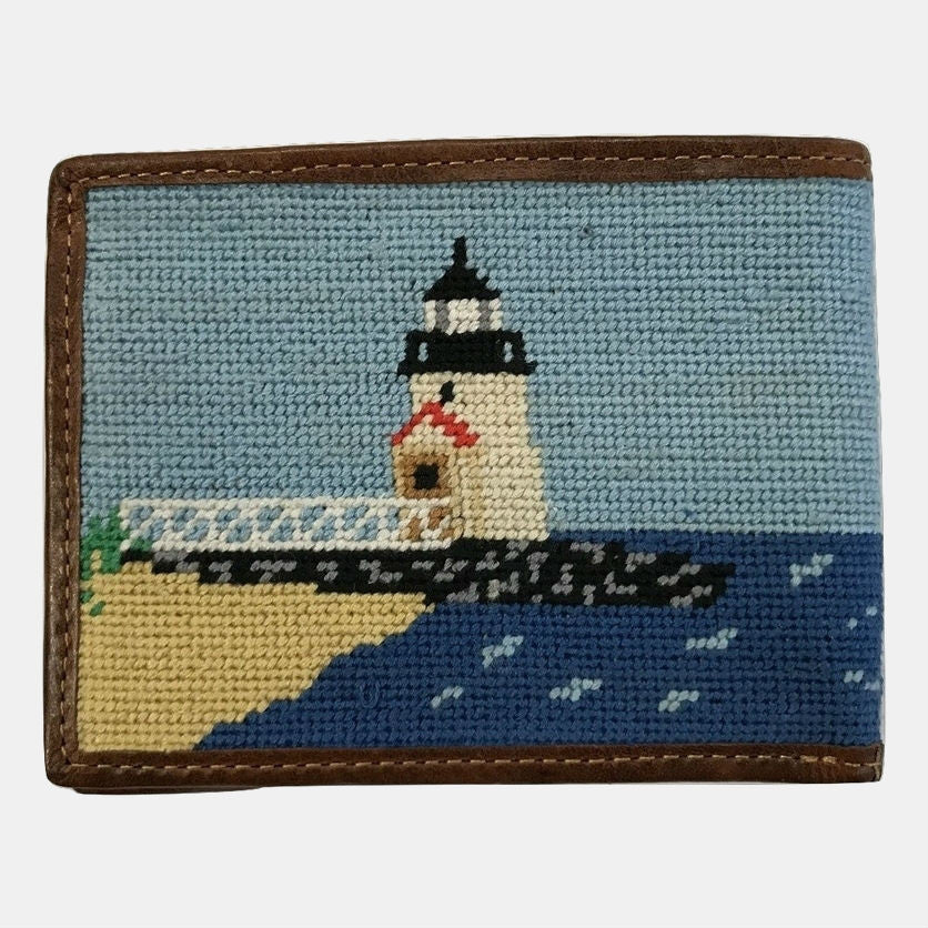 Smathers & Branson Brant Point Rainbow Fleet Scene Needlepoint Bifold Wallet