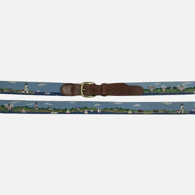 Smathers & Branson Sankaty-Great Point Scene Needlepoint Belt