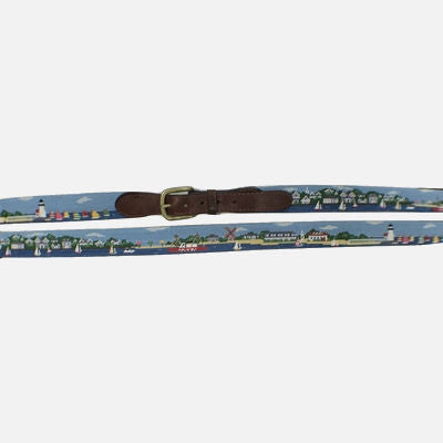 Smathers & Branson Nantucket Town-Brant Point Scene Needlepoint Belt