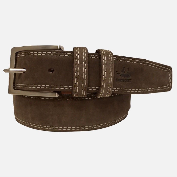 YRI Men's Nubuck Suede Leather Belt - Brown