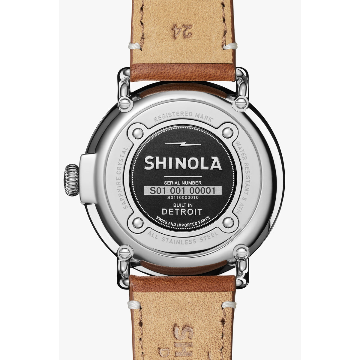 Shinola The Runwell 47MM Men's White Watch - Tan Leather Strap