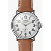 Shinola The Runwell 47MM Men&#39;s White Watch - Tan Leather Strap