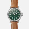Shinola The Runwell 41MM Men&#39;s Green Watch - Maple Leather Strap