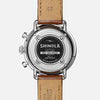 Shinola The Canfield Chrono 43MM Men&#39;s Blue Watch - Dark Cognac Leather Strap