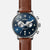 Shinola The Canfield Chrono 43MM Men's Blue Watch - Dark Cognac Leather Strap