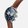 Shinola The Canfield Chrono 43MM Men&#39;s Blue Watch - Dark Cognac Leather Strap