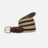 YRI Men&#39;s Belt - Tan With Navy Surcingle Stripe