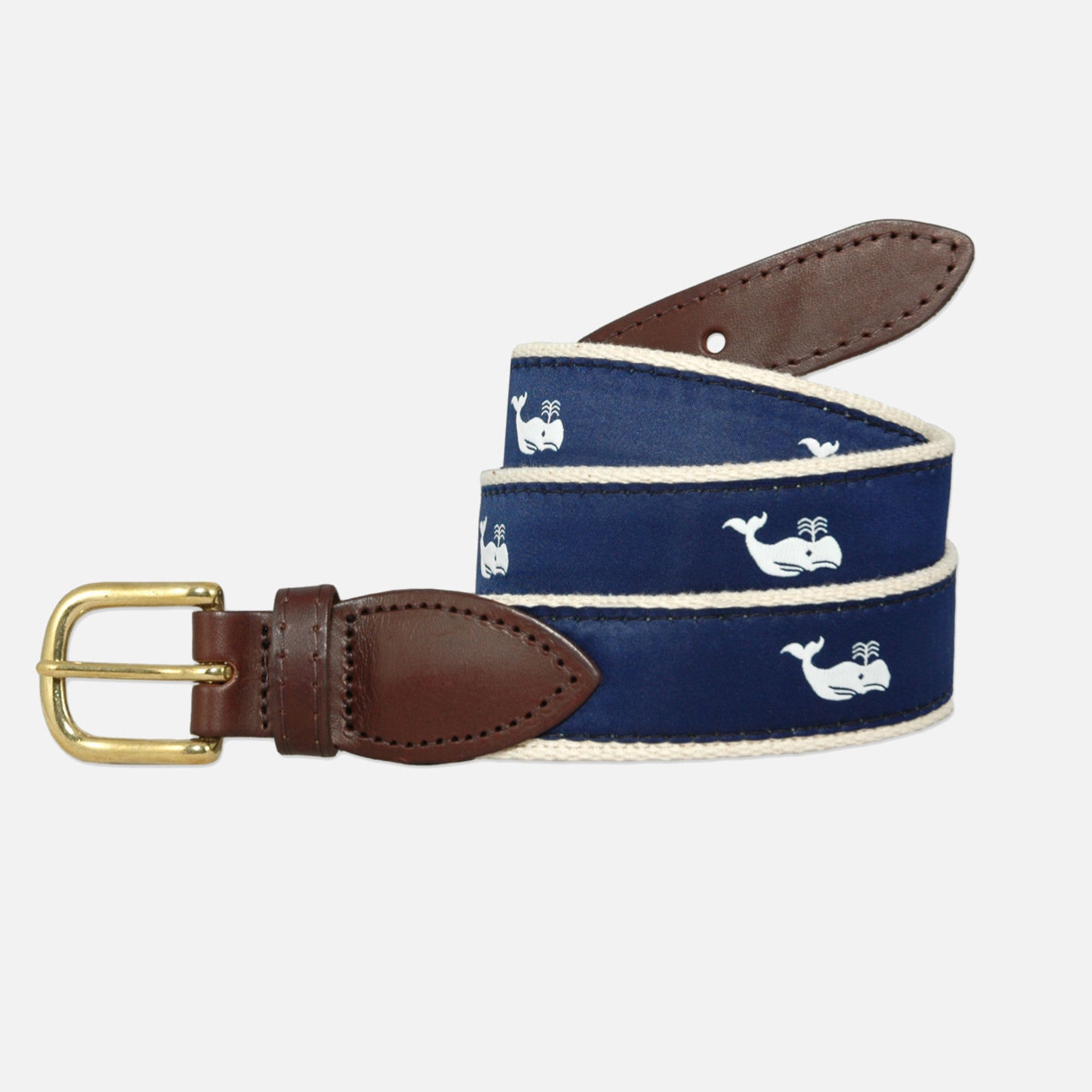 YRI Men's Ribbon Belt White Whale on Natural Webbing Murray's